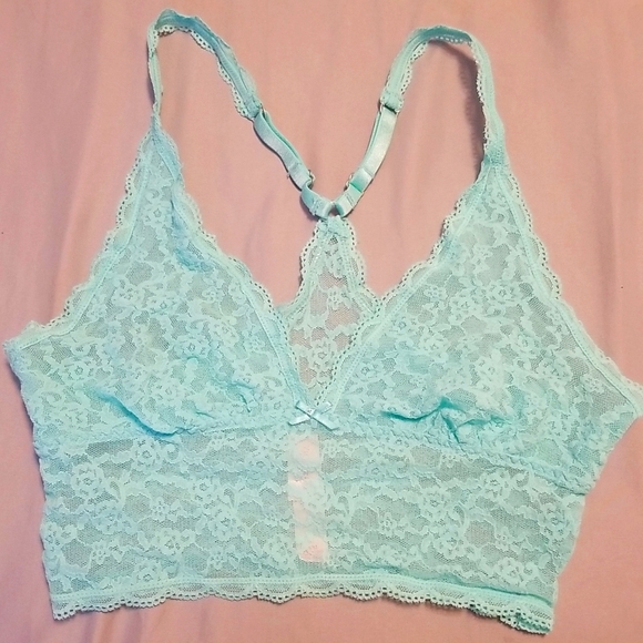 ⭐2 NWOT - Victorias secret bright blue and gray lace bralettes size med - Picture 2 of 6